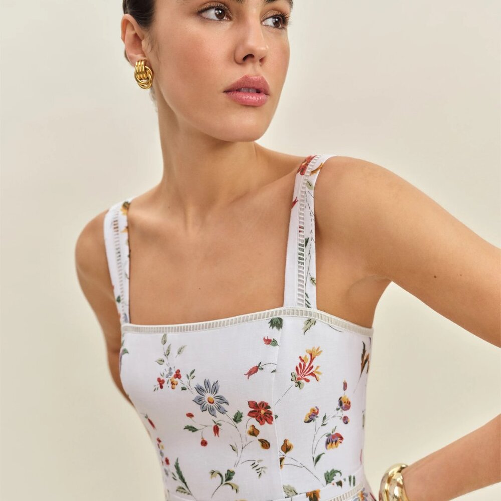 Reformation Everett Linen Dress in Corsini - Picture 3 of 7